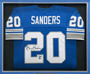 Detroit Lions Barry Sanders Autographed Framed Blue Authentic Mitchell & Ness NFL Legacy Throwback 1996 Jersey Beckett BAS QR Stock #267458