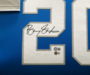 Detroit Lions Barry Sanders Autographed Framed Blue Authentic Mitchell & Ness NFL Legacy Throwback 1996 Jersey Beckett BAS QR Stock #267458