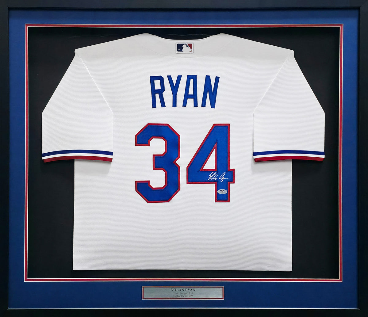 Texas Rangers Nolan Ryan Autographed Framed White Nike Jersey PSA/DNA Stock #267807