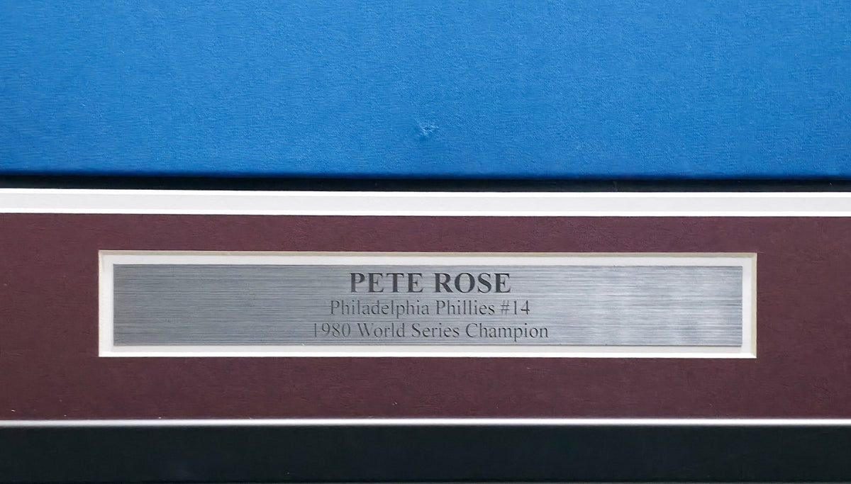 Philadelphia Phillies Pete Rose Autographed Framed Baby Blue Jersey "1980 WS Champs" Beckett BAS Stock #267808