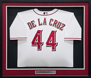 Cincinnati Reds Elly De La Cruz Autographed Framed White Nike Jersey Beckett BAS QR Stock #267810