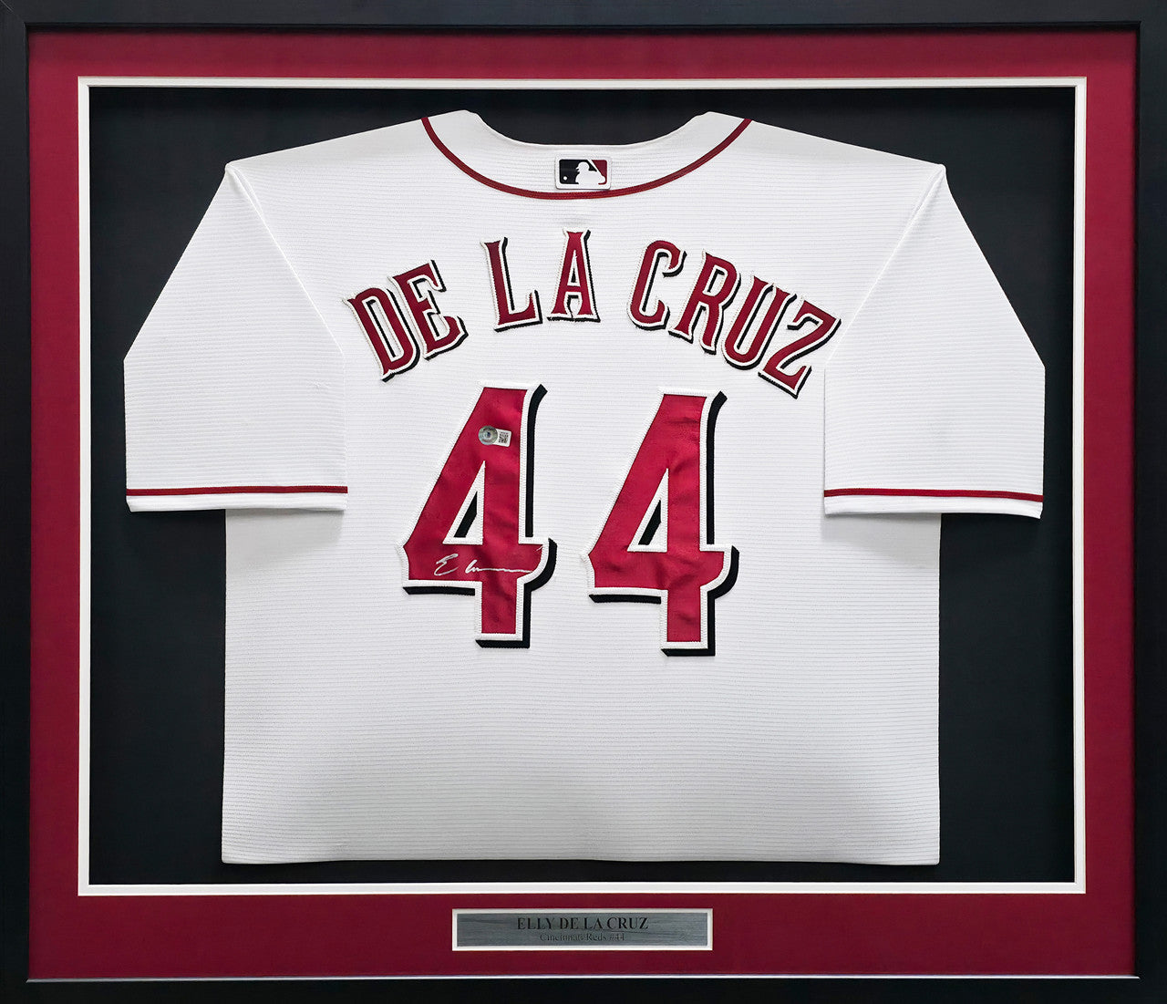 Cincinnati Reds Elly De La Cruz Autographed Framed White Nike Jersey Beckett BAS QR Stock #267810