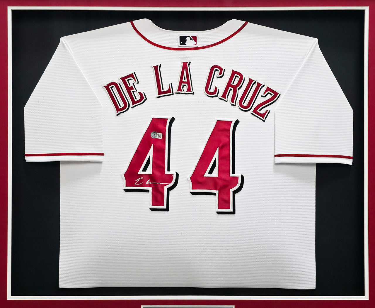 Cincinnati Reds Elly De La Cruz Autographed Framed White Nike Jersey Beckett BAS QR Stock #267810