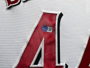 Cincinnati Reds Elly De La Cruz Autographed Framed White Nike Jersey Beckett BAS QR Stock #267810