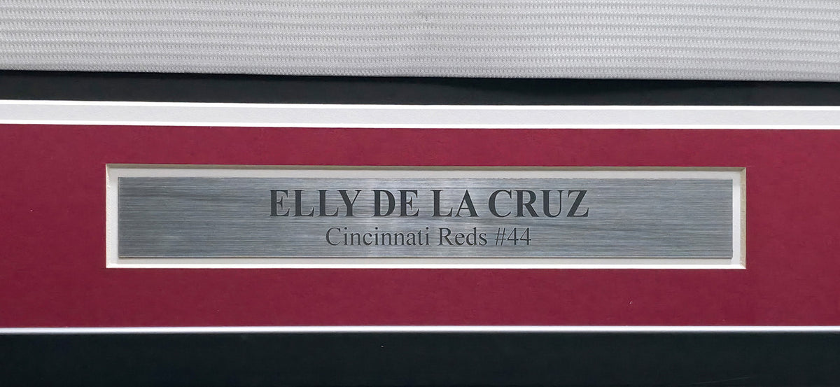Cincinnati Reds Elly De La Cruz Autographed Framed White Nike Jersey Beckett BAS QR Stock #267810