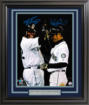 Ken Griffey Jr. & Ichiro Suzuki Autographed Framed 16x20 Photo Seattle Mariners Spotlight In Blue Beckett BAS QR Stock #265807