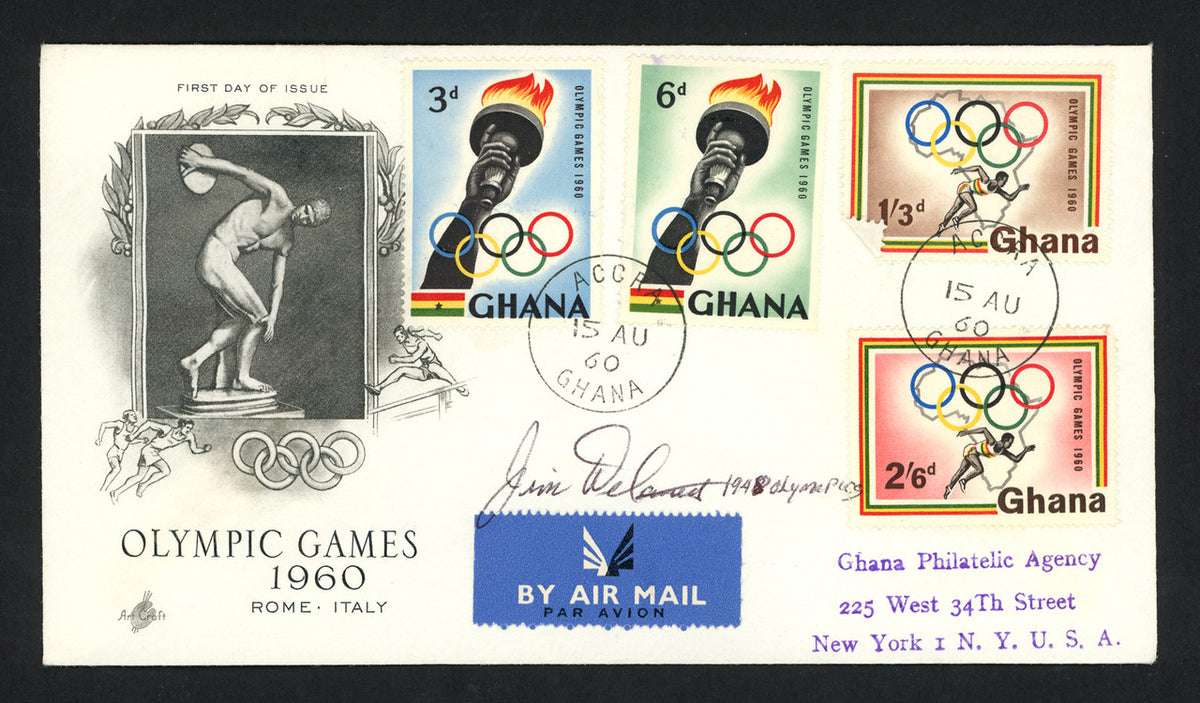 Jim Delaney Autographed First Day Cover Shot Put 1948 Olympics SKU #159605