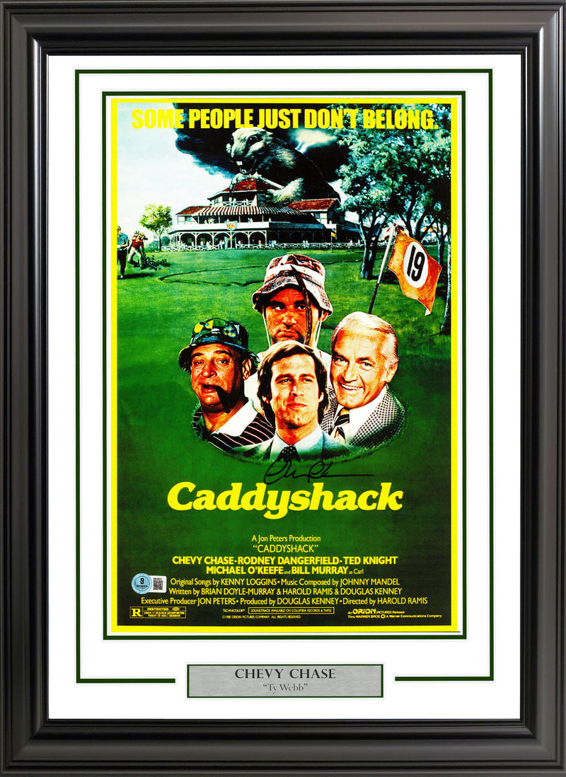Chevy Chase Autographed Framed 11x17 Caddyshack Movie Poster Beckett BAS QR Stock #234592