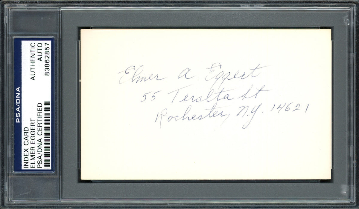Elmer A. Eggert Autographed 3x5 Index Card Boston Red Sox PSA/DNA #83862857