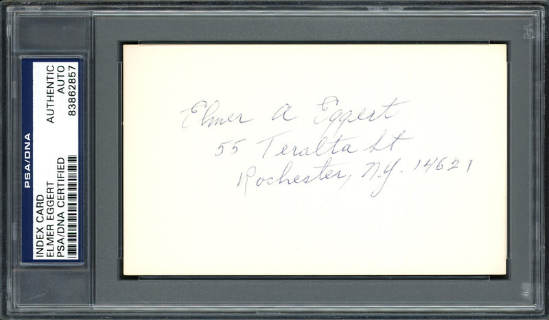 Elmer A. Eggert Autographed 3x5 Index Card Boston Red Sox PSA/DNA #83862857