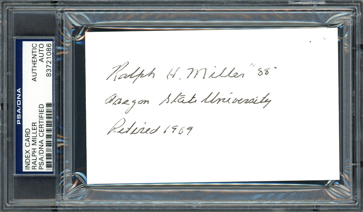 Ralph Miller Autographed 3x5 Index Card Oregon State University Beavers Coach PSA/DNA #83721086