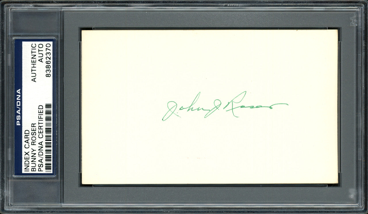 John "Bunny" Roser Autographed 3x5 Index Card Boston Braves PSA/DNA #83862370