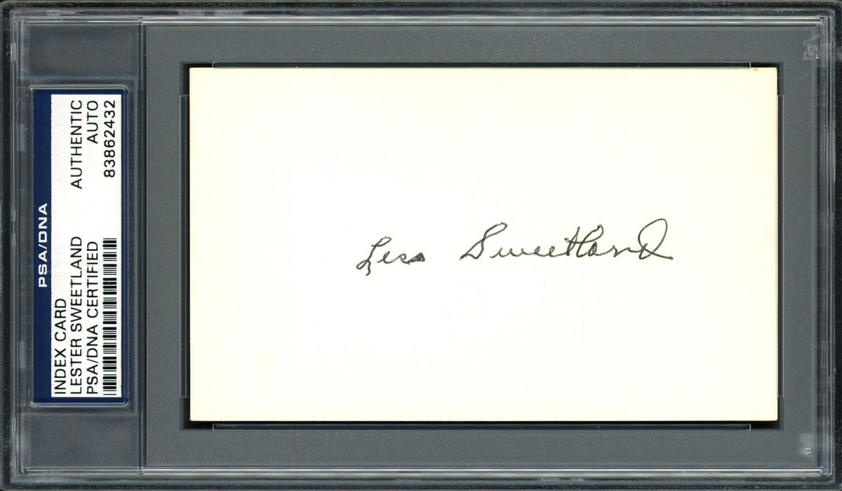 Lester "Les" Sweetland Autographed 3x5 Index Card Philadelphia Phillies, Chicago Cubs PSA/DNA #83862432