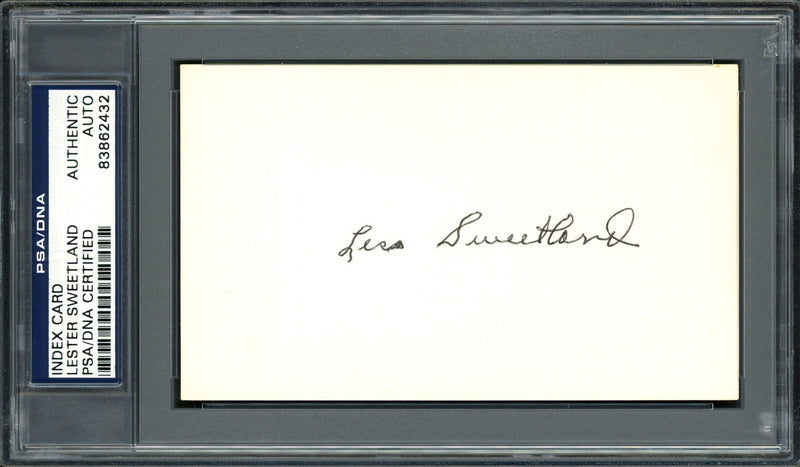 Lester "Les" Sweetland Autographed 3x5 Index Card Philadelphia Phillies, Chicago Cubs PSA/DNA #83862432