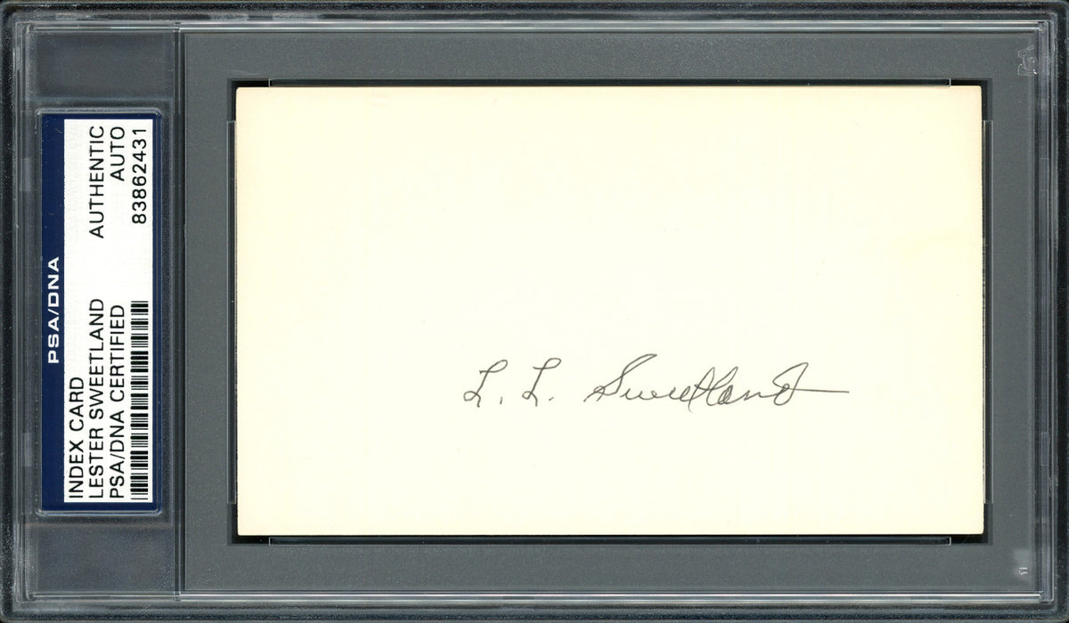 Lester "Les" Sweetland Autographed 3x5 Index Card Philadelphia Phillies, Chicago Cubs PSA/DNA #83862431