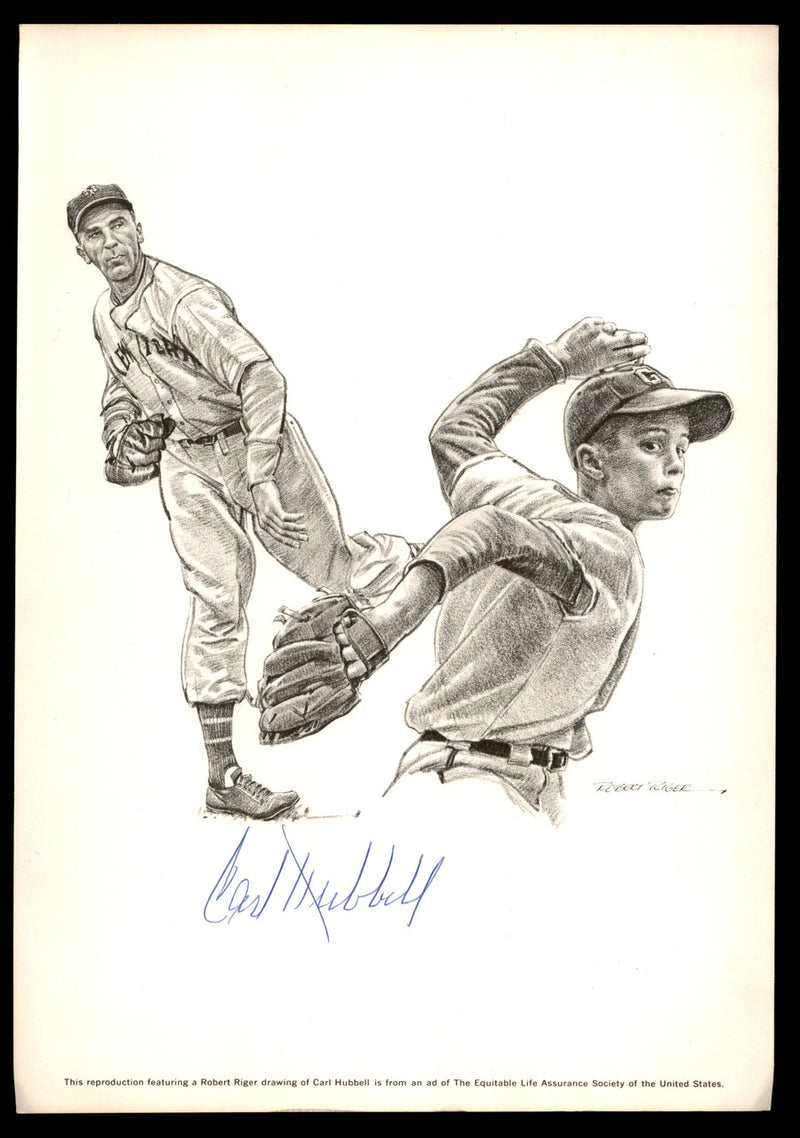 Carl Hubbell Autographed 7.75x11 Photo New York Giants SKU #189699