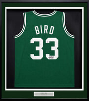Boston Celtics Larry Bird Autographed Framed Green Jersey PSA/DNA Stock #265810
