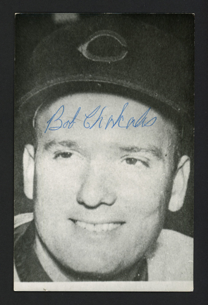 Bob Chakales Autographed 3.5x5.5 Jim Rowe Postcard Cleveland Indians SKU #164878