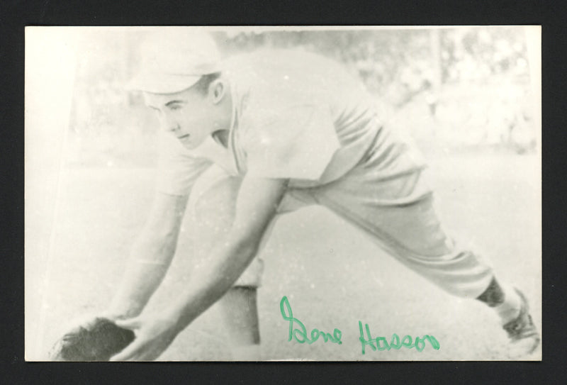 Gene Hasson Autographed 3.5x5.5 Jim Rowe Postcard Philadelphia A's SKU #164883