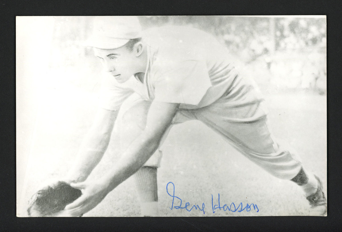 Gene Hasson Autographed 3.5x5.5 Jim Rowe Postcard Philadelphia A's SKU #164885