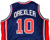 Team USA Clyde Drexler Autographed Blue Jersey The Glide JSA Stock #202348