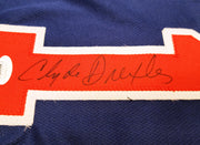 Team USA Clyde Drexler Autographed Blue Jersey The Glide JSA Stock #202348