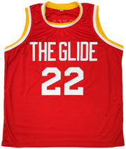 Houston Rockets Clyde Drexler Autographed Red Jersey The Glide JSA Stock #202351