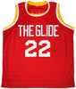 Houston Rockets Clyde Drexler Autographed Red Jersey The Glide JSA Stock #202351