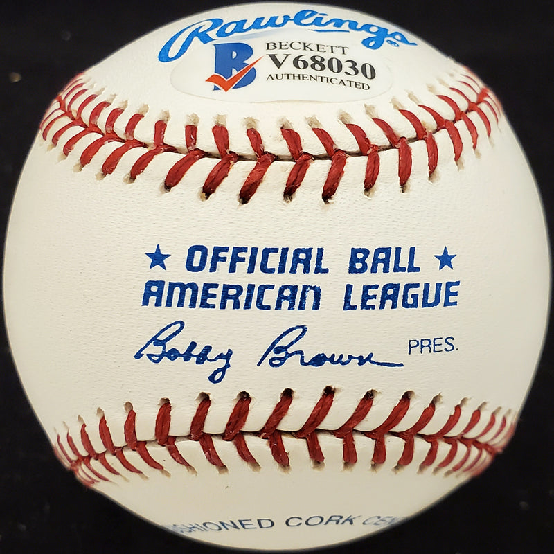 Leroy Wheat Autographed Official AL Baseball Philadelphia A's, Cleveland Indians Beckett BAS #V68030