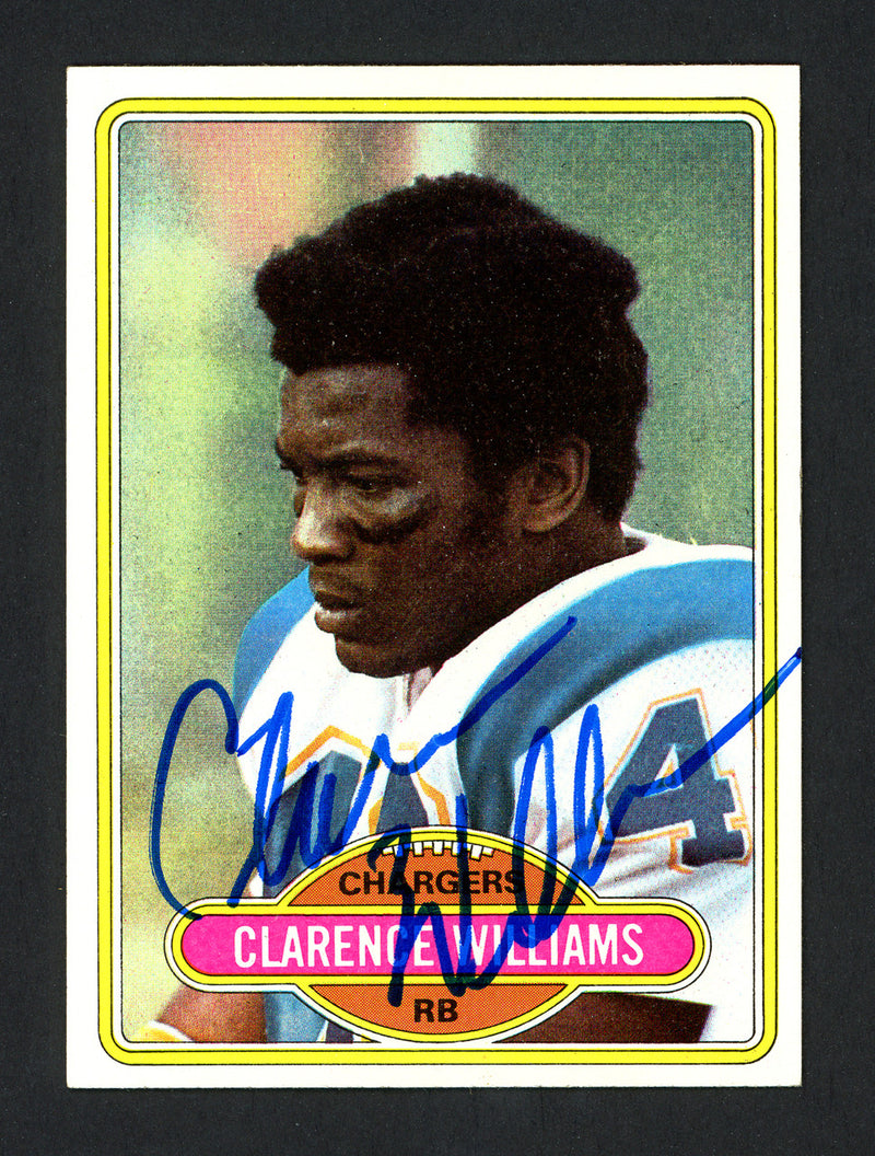 Clarence Williams Autographed 1980 Topps Rookie Card #237 San Diego Chargers Died 1994 SKU #160044