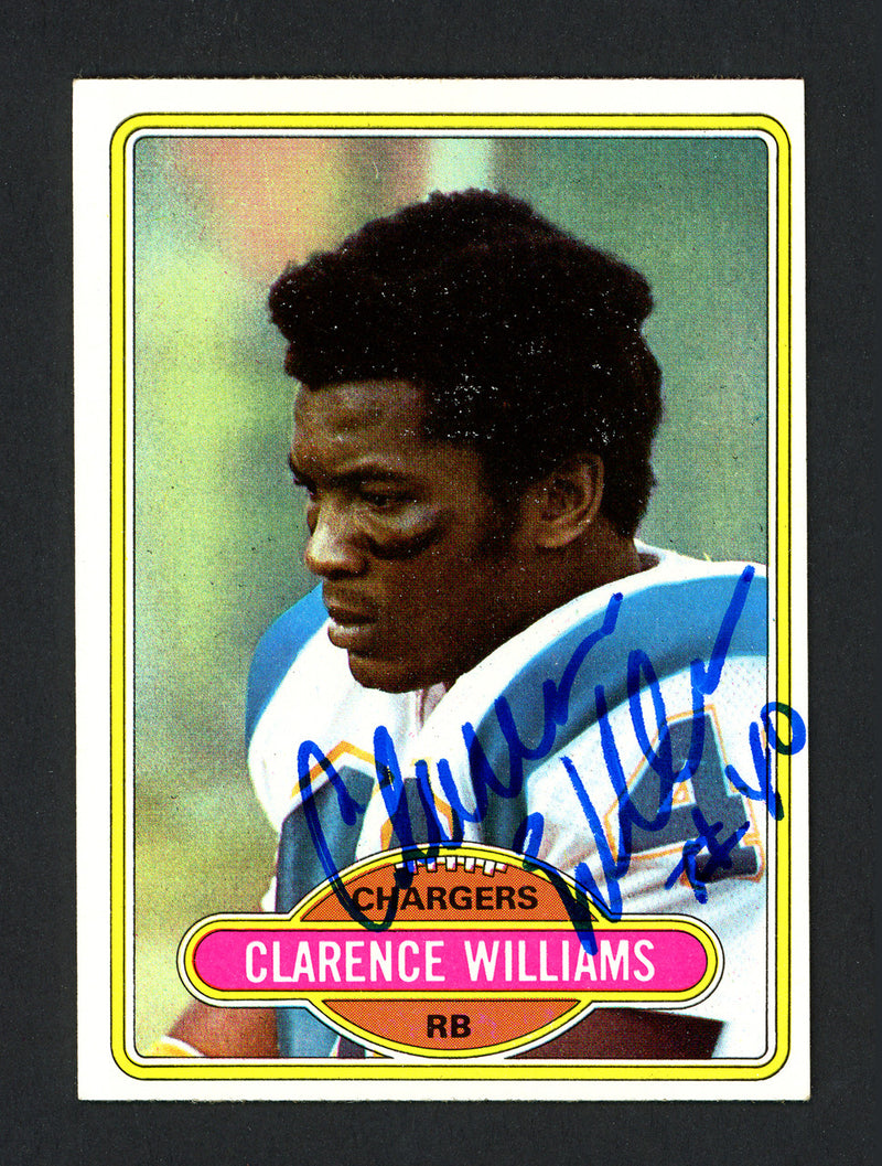 Clarence Williams Autographed 1980 Topps Rookie Card #237 San Diego Chargers Died 1994 SKU #160046