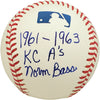 Norm Bass Autographed Official MLB Baseball Kansas City A's "1961-1963 KC A's" Beckett BAS #V68116