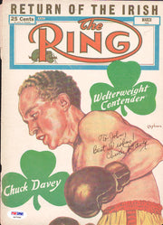 Chuck Davey Autographed The Ring Magazine Cover PSA/DNA #S47095