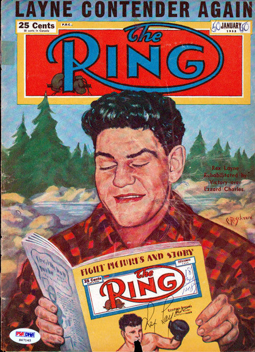 Rex Layne Autographed The Ring Magazine Cover PSA/DNA #S47145