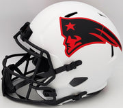 Mac Jones Autographed New England Patriots Lunar Eclipse White Full Size Replica Speed Helmet Beckett BAS QR Stock #202966