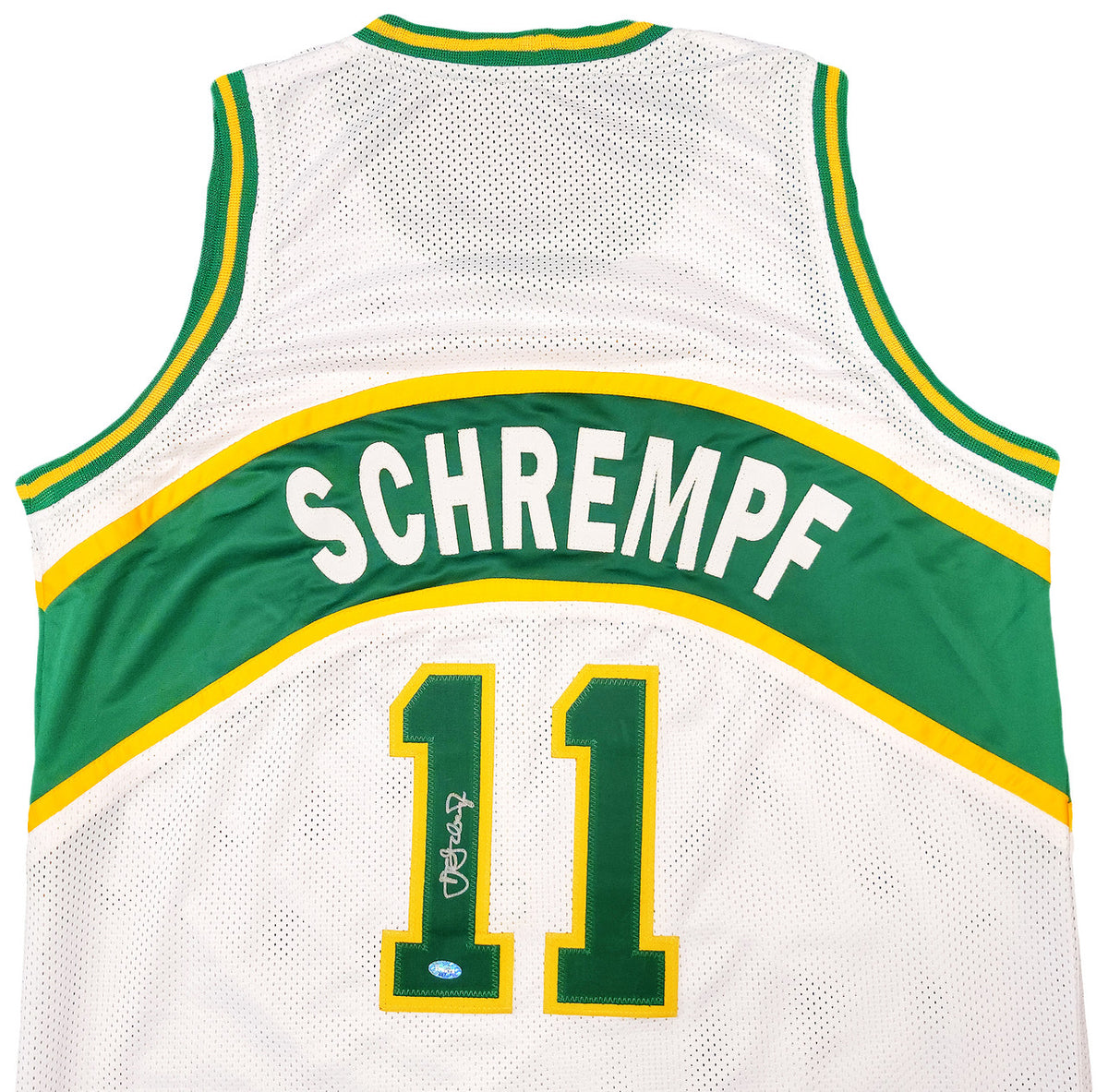 Seattle Supersonics Detlef Schrempf Autographed White Jersey MCS Holo Stock #202422