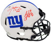 Lawrence Taylor & Saquon Barkley Autographed New York Giants Lunar Eclipse White Full Size Authentic Speed Helmet "NFL ROY" Beckett BAS QR Stock #202990