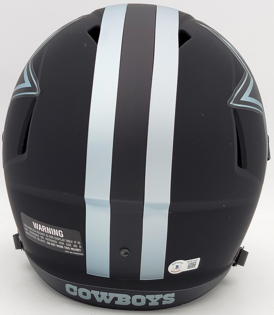 Ezekiel Elliott Autographed Dallas Cowboys Eclipse Black Full Size Replica Speed Helmet Beckett BAS QR Stock #203007