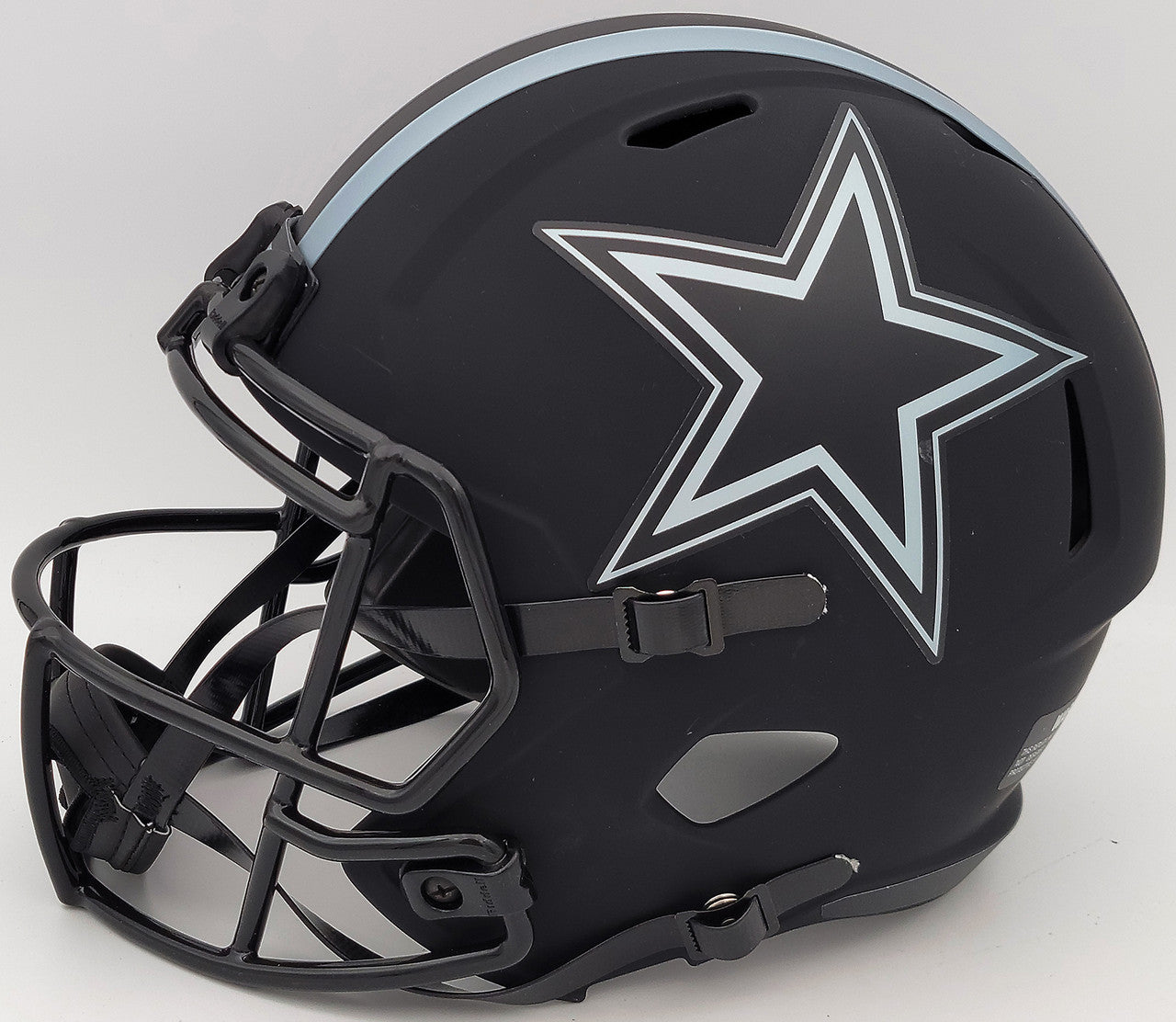 Ezekiel Elliott Autographed Dallas Cowboys Eclipse Black Full Size Replica Speed Helmet Beckett BAS QR Stock #203007
