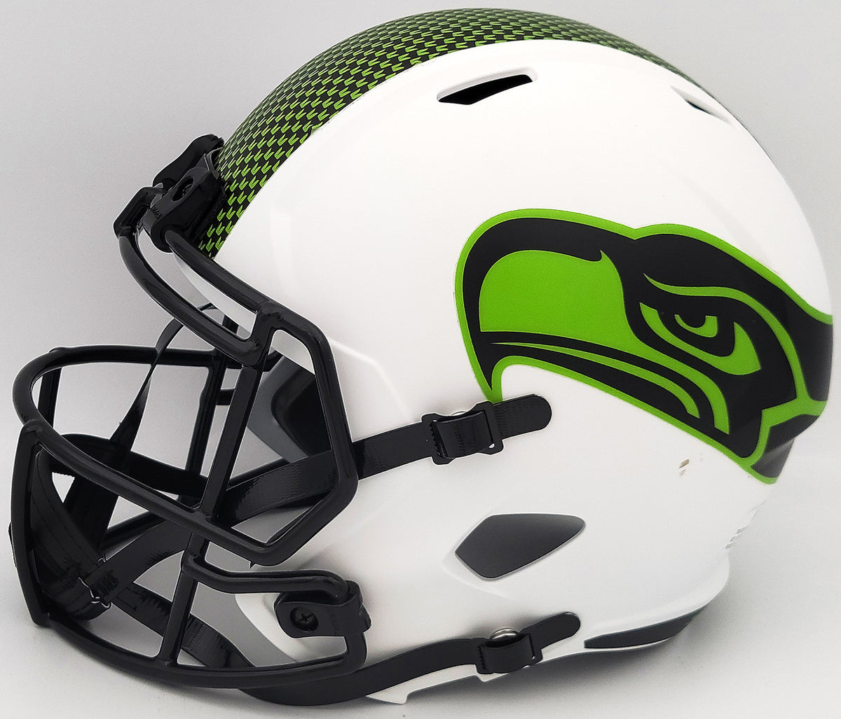 Walter Jones Autographed Seattle Seahawks Lunar Eclipse White Full Size Replica Speed Helmet "HOF 14" MCS Holo Stock #203080