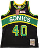 Seattle Supersonics Shawn Kemp Autographed Black Authentic Mitchell & Ness Hardwood Classics Swingman Jersey Size XL Signed On Front "Reign Man" MCS Holo Stock #203434