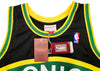 Seattle Supersonics Shawn Kemp Autographed Black Authentic Mitchell & Ness Hardwood Classics Swingman Jersey Size XL Signed On Front "Reign Man" MCS Holo Stock #203434