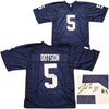Penn State Nittany Lions Jahan Dotson Autographed Blue Jersey Beckett BAS Stock #203016