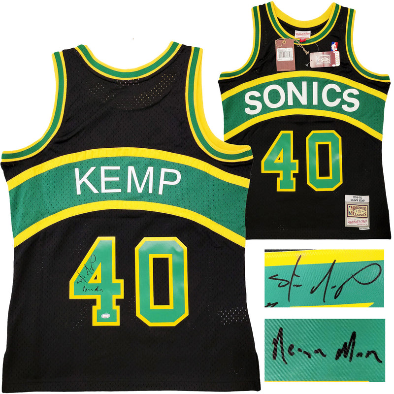 Seattle Supersonics Shawn Kemp Autographed Black Authentic Mitchell & Ness Hardwood Classics Swingman Jersey Size M "Reign Man" MCS Holo Stock #203429