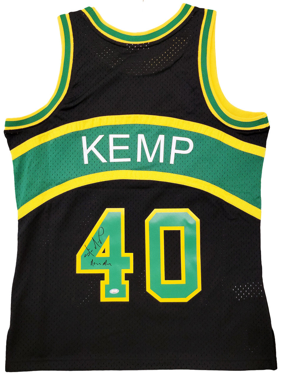 Seattle Supersonics Shawn Kemp Autographed Black Authentic Mitchell & Ness Hardwood Classics Swingman Jersey Size M "Reign Man" MCS Holo Stock #203429