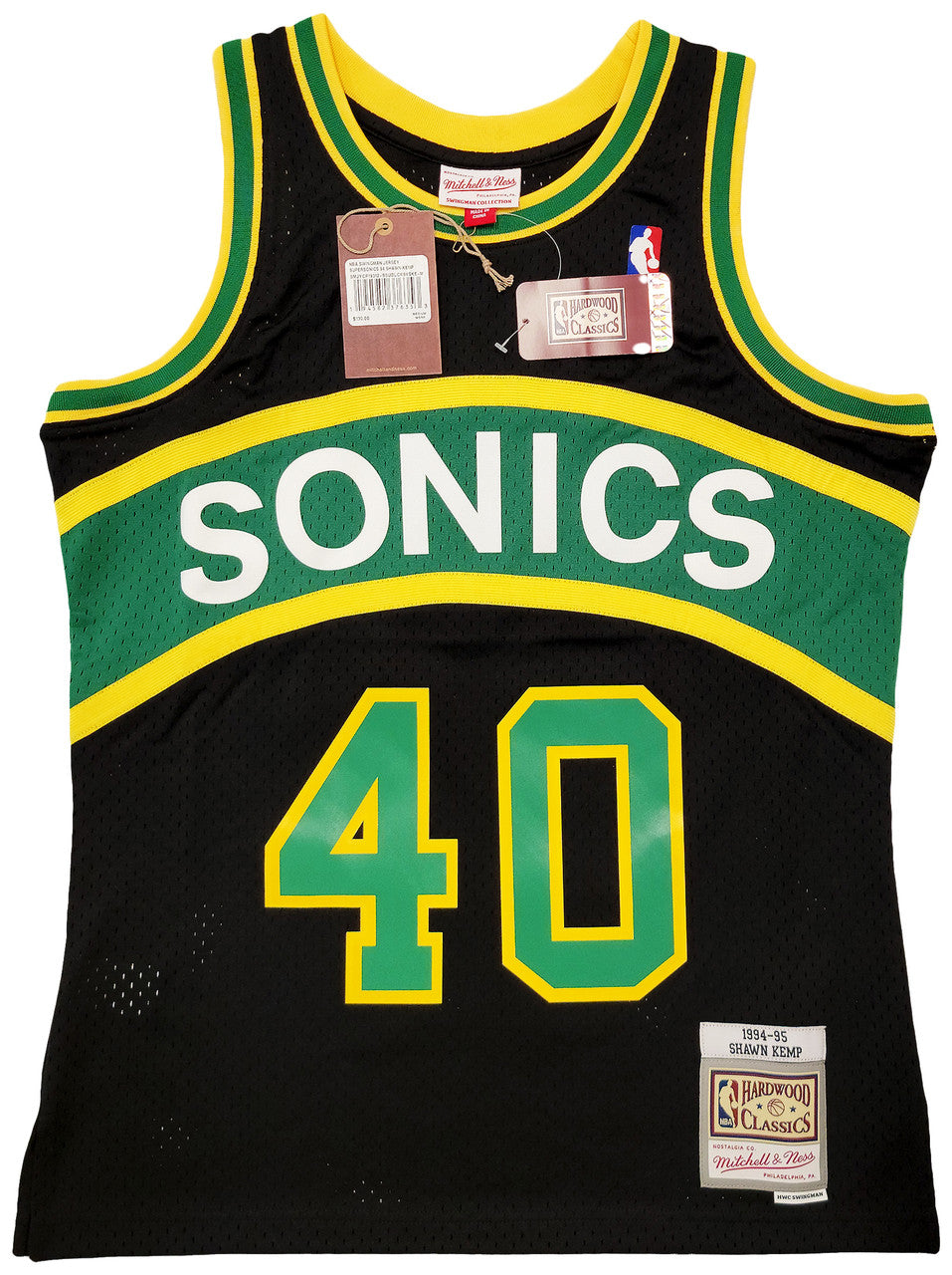 Seattle Supersonics Shawn Kemp Autographed Black Authentic Mitchell & Ness Hardwood Classics Swingman Jersey Size M "Reign Man" MCS Holo Stock #203429