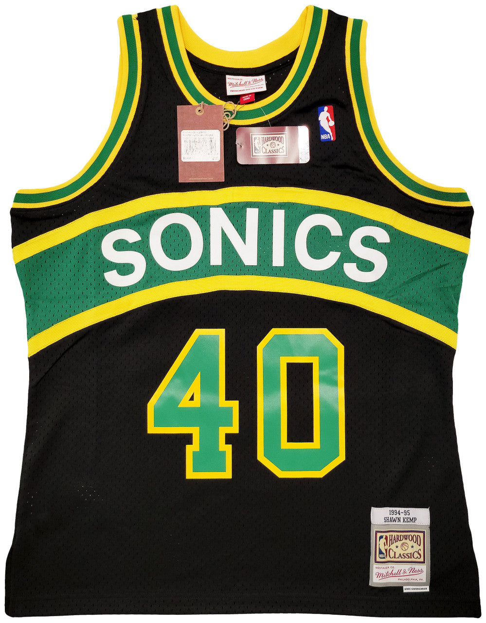 Seattle Supersonics Shawn Kemp Autographed Black Authentic Mitchell & Ness Hardwood Classics Swingman Jersey Size L "Reign Man" MCS Holo Stock #203430