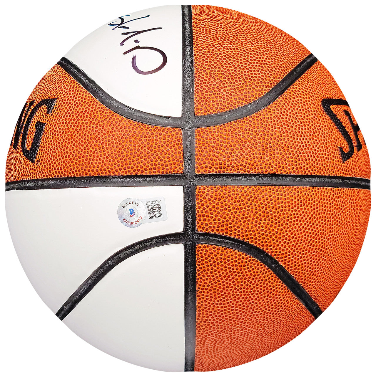 Gary Payton & Shawn Kemp Autographed Official Spalding White Basketball Seattle Supersonics MCS Holo & Beckett BAS QR Stock #203415