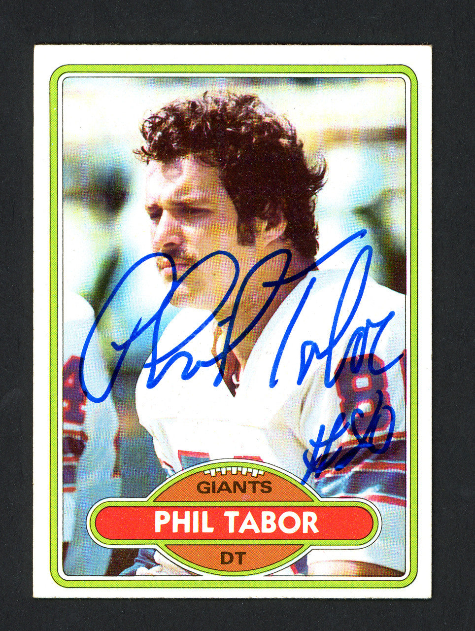 Phil Tabor Autographed 1980 Topps Rookie Card #14 New York Giants SKU #160218