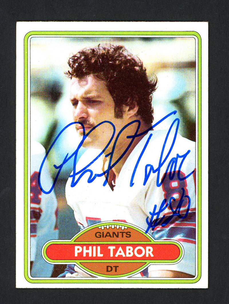 Phil Tabor Autographed 1980 Topps Rookie Card #14 New York Giants SKU #160218
